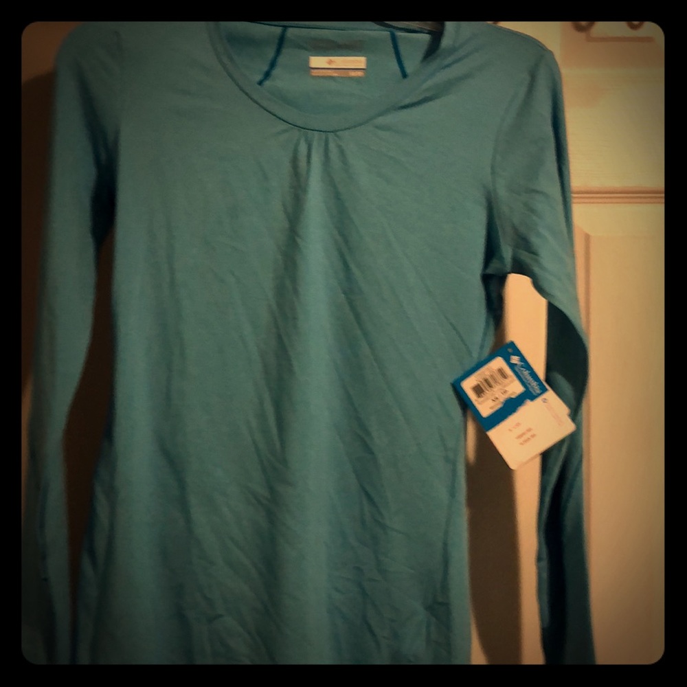 Columbia omniwick long sleeve blue shirt
